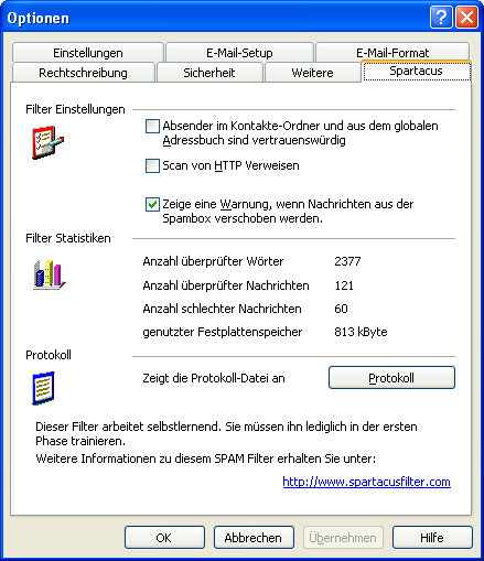 Abb. Dialog Spartacus Optionen